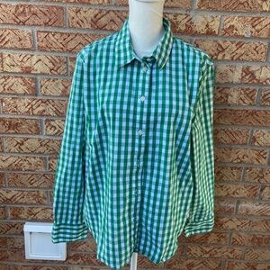 J.Crew green & white button down shirt